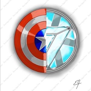 Original Digital Art of Captain America Shield & Iron Man Arc Reactor Unframed